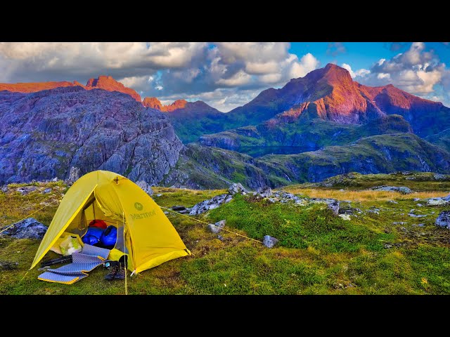 LOFOTEN, Solo Camping & Backpacking Arctic Norway, Climbing one of most unique views in the World