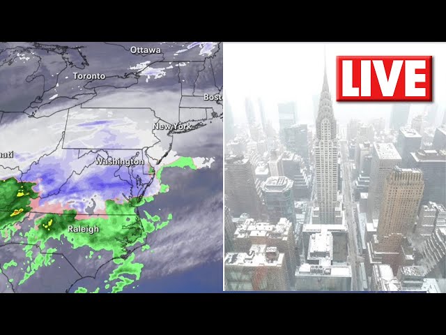 LIVE 🔴❄️Snow storm radar, webcams in NYC, DC, Philly, East Coast