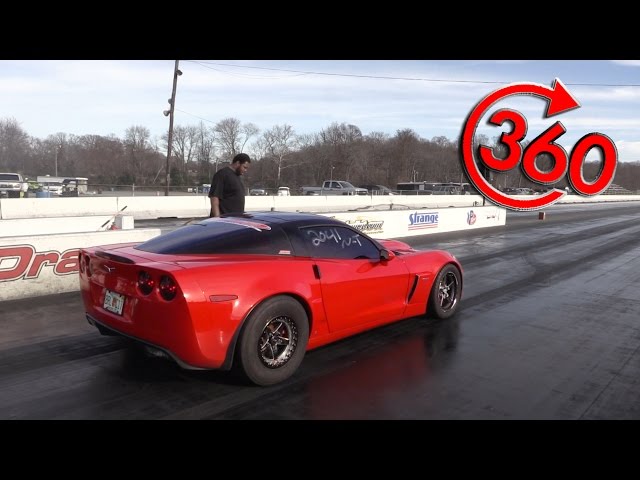 360° Video - Violent ProCharged Corvette BLASTS Down the Track