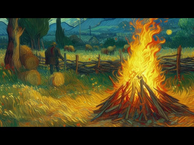 Fireplace TV Art Gallery With Vincent Willem van Gogh Inspired Paintings. 4K Screensaver, 10 Hours