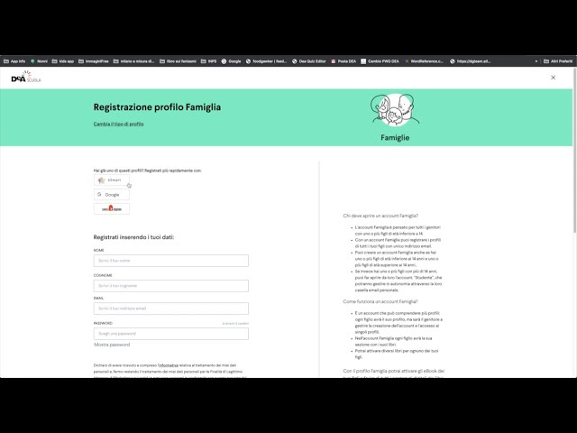 Creare un profilo Famiglia: come registrarsi a deascuola.it