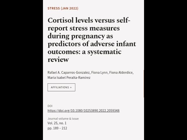 Cortisol levels versus self-report stress measures during pregnancy as predictors of ... | RTCL.TV