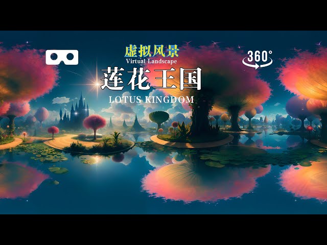 360VR全景视频，想象中的莲花王国，AI制作的虚拟风景，沉浸式体验，高清4K