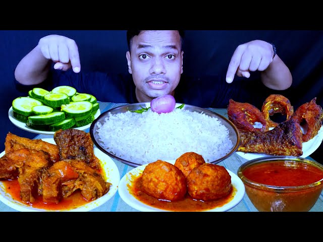 ASMR 🔥 FISH CURRY EATING, EGG CURRY, FISH CURRY WITH RICE EATING,GRAVY, SALAD #asmr #mukbang #psk🙏