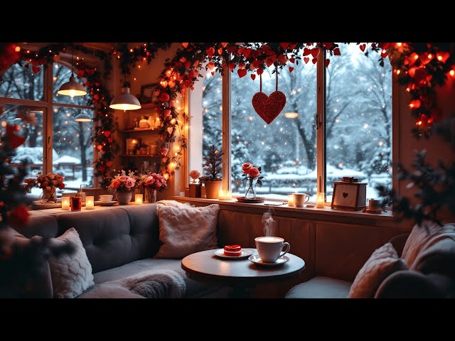 Romantic Winter Cafe Ambience ~ Smooth Jazz Music for Valentine's Day 💝💝 February Cafe Jazz Music