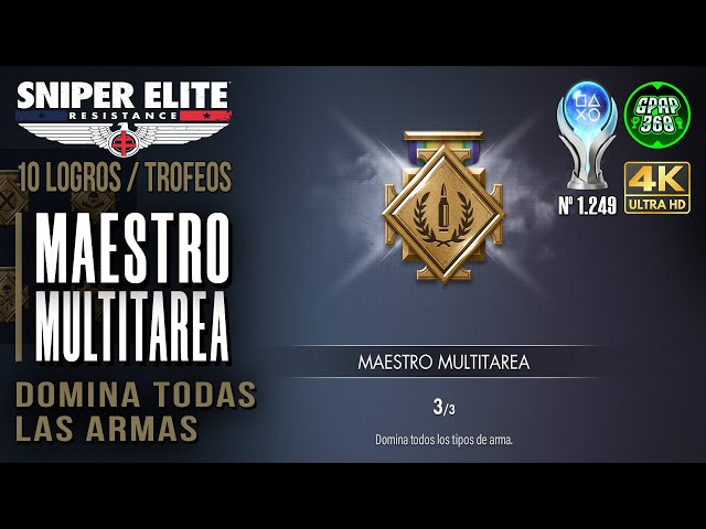 Sniper Elite: Resistance | 10 Logros / Trofeos: Maestro multitarea (Dominar las armas) Platino 1.249