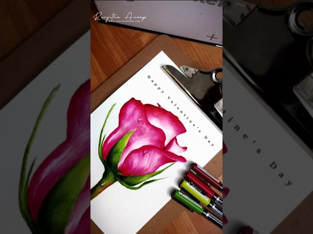 ♥️🌹 AMAZING pink rose painting using karinmarkers #art #shorts #roses