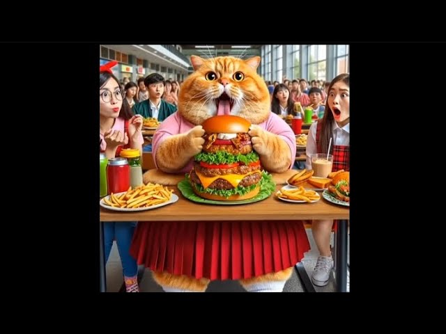 You Won’t Believe This Cat Eating a Burger! 😂