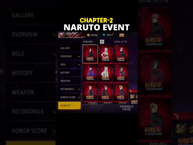 NARUTO CHAPTER-2 EVENT🤯 || #shorts #freefire #garenafreefire