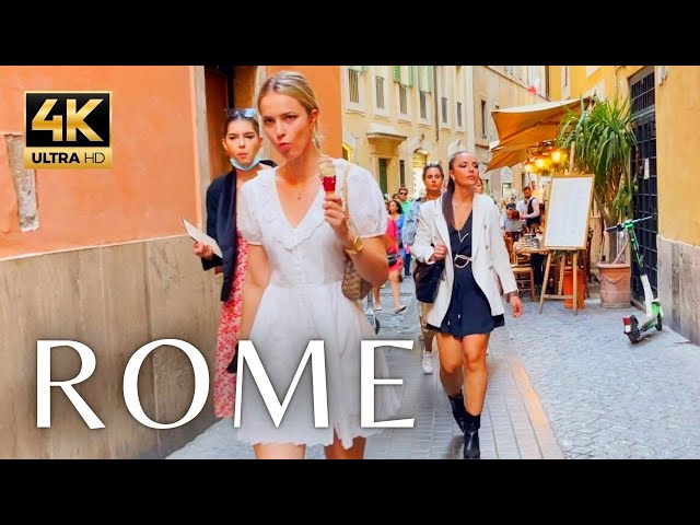 ROME, ITALY - 4K walking tour with captions!  Trevi Fountain to the Pantheon