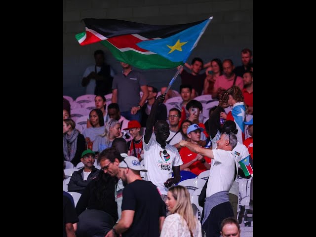 Sudan National Anthem being played for the South Sudan Basketball Team.