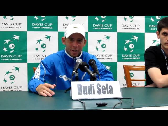 Davis Cup press conference with Dudi Sela (Israel) after defeating Marcin Gawron (Poland)