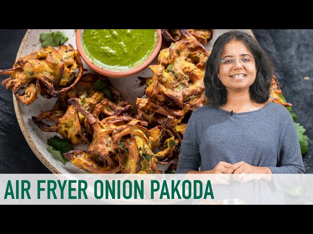 Air Fryer Onion Pakoda | Healthy No Fry Onion Pakoda