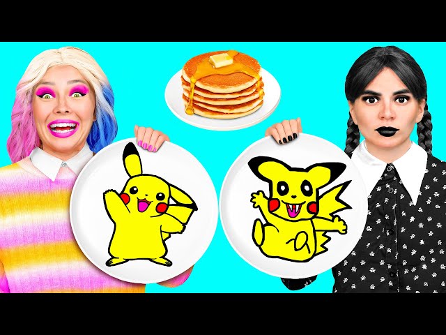 Pancake Art Challenge with Wednesday Addams | Funny Food Challenges by TeenTeam