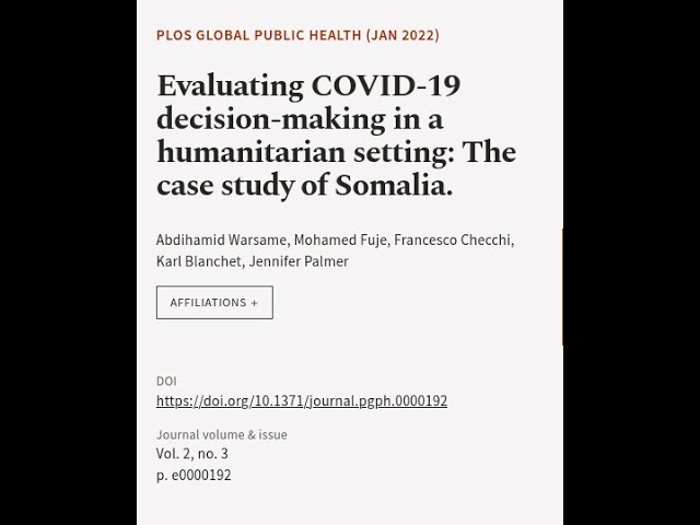 Evaluating COVID-19 decision-making in a humanitarian setting: The case study of Soma... | RTCL.TV