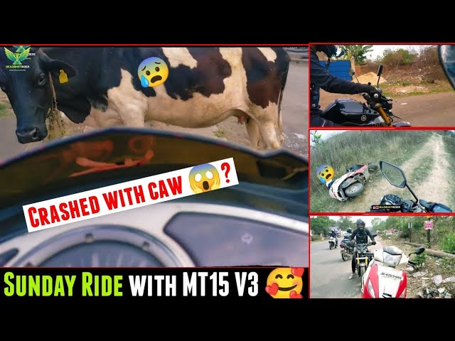 #Vlog43 Part2 🥺Sunday ride Gone wrong With Yamaha MT15 V3/ MT15 Exhaust Sound🔥/ Live Crash with Caw😰