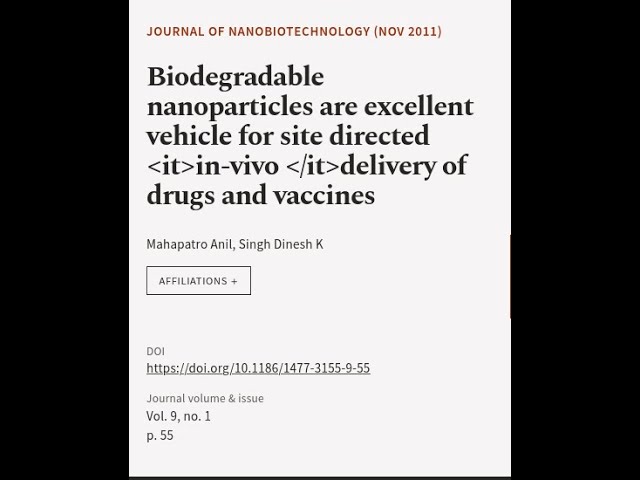 Biodegradable nanoparticles are excellent vehicle for site directed in-vivo delivery ... | RTCL.TV