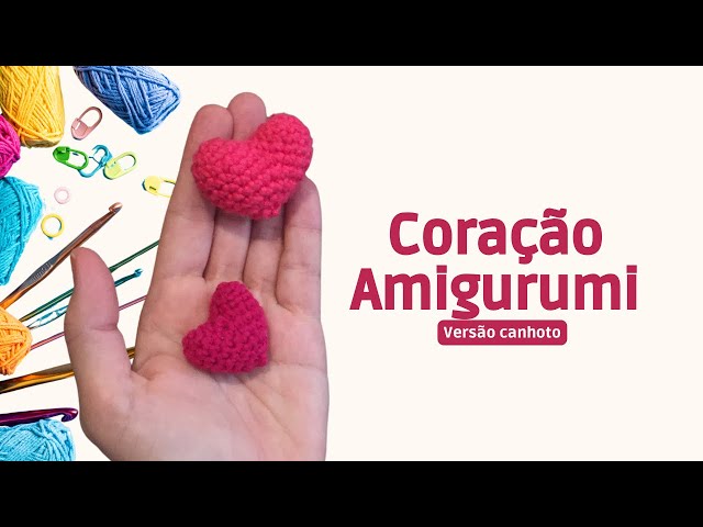 Coração amigurumi canhoto