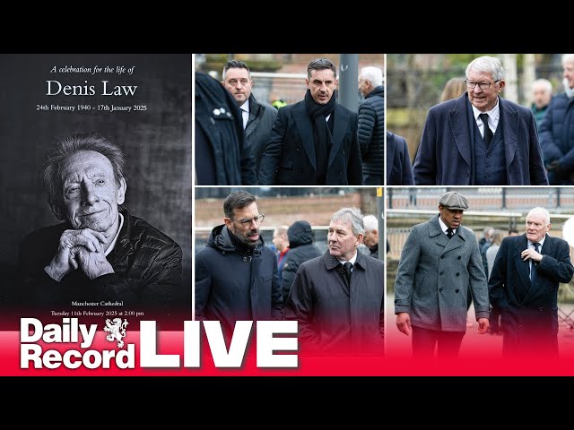 Denis Law funeral LIVE: Guests arrive at Manchester Cathedral as Man Utd hero is laid to rest