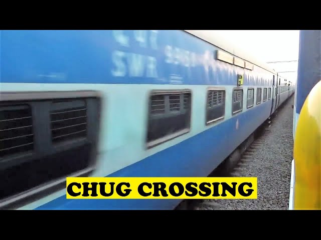 WDM3A ALCO Mysore Dharwad Chug Hard Crossing With Hubli Express