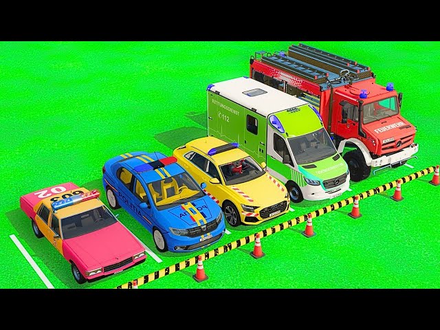 TRANSPORTING PIXAR CARS & FRUITS WITH COLORED & JOHN DEERE vs CLAAS vs TRACTORS - BeamNG.drive #962