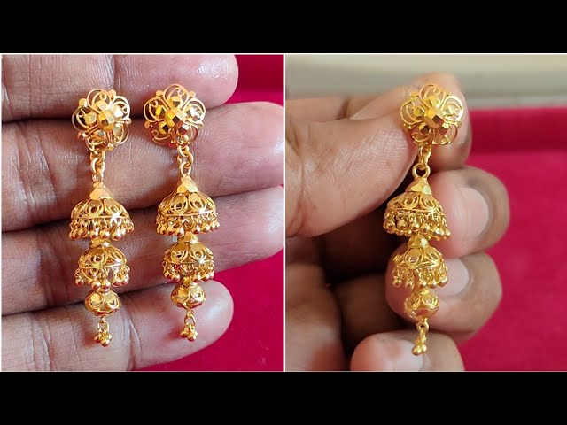 latest gold jhumka designs with weight and price/gold earrings jhumka designs @saijewellerssj16