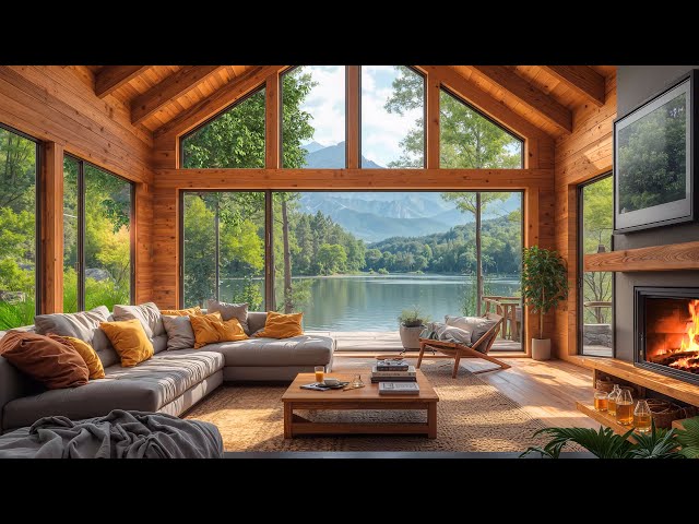 Cozy Morning Cabin Ambience & Smooth Jazz Instrumental Music 🌿 Jazz Relaxing Music for Study, Work