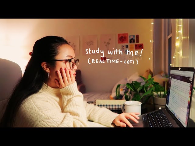 1.5 hour study with me ~ cozy evening🌙 [real time, lofi music]