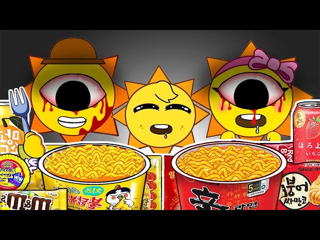 Incredibox Sprunki - Mr. Sun Family Horror Versions Convenience Store Food Mukbang Animation | ASMR