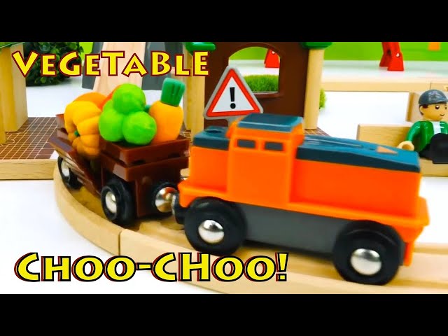 VEGETABLE CHOO CHOO! - Toy Trains Learning videos for kids with Brio Toys. Learn about food