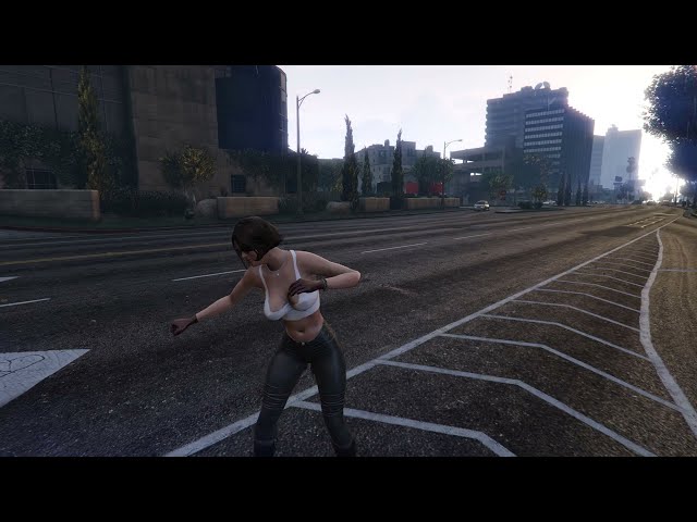 Sexy female fighting with the ghost in GTA V