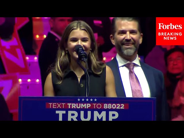 JUST IN: Trump's Granddaughter Joins Family Onstage At Victory Rally: 'God Bless America!'