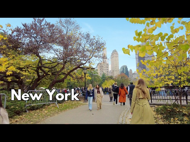 4k Walk Central Park Autumn Fall Foliage New York City 🍂🍁🍃☕️