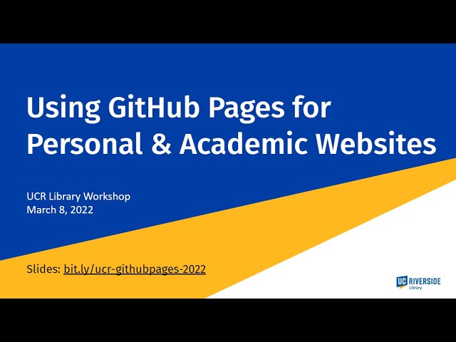 Using GitHub Pages for Personal & Academic Websites