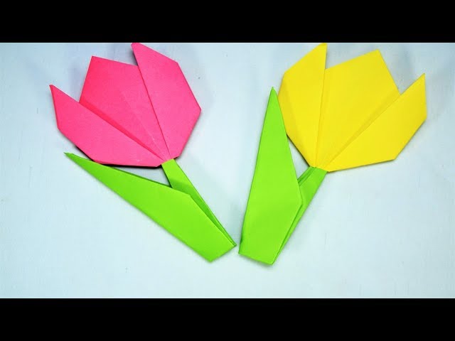 Easy paper Tulip origami flower -paper origami