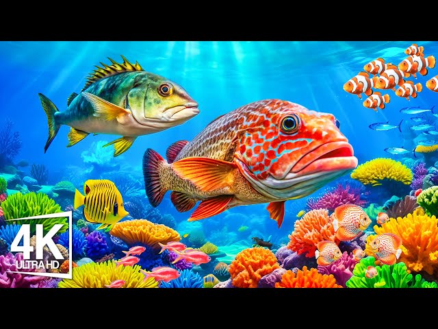 Underwater Beauty 4K VIDEO (ULTRA HD) - Gently Music With Ocean Sounds, Stunning Marine Life