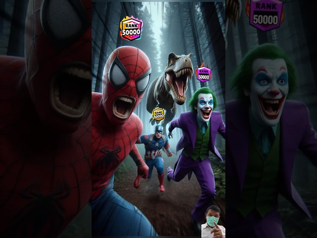 T-Rex 🤣🤣🤣|| Spiderman vs Captain America vs Joker #shorts #brawlstars #spiderman