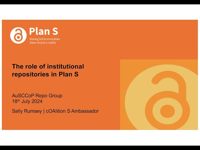 The role of institutional repositories in Plan S: a conversation with Sally Rumsey