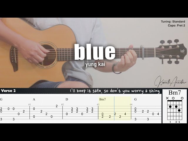 blue - yung kai | Fingerstyle Guitar | TAB + Chords