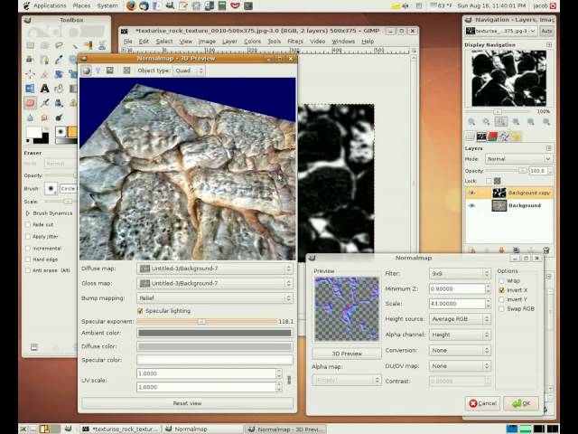 Showing off Normalmap plugin for GIMP