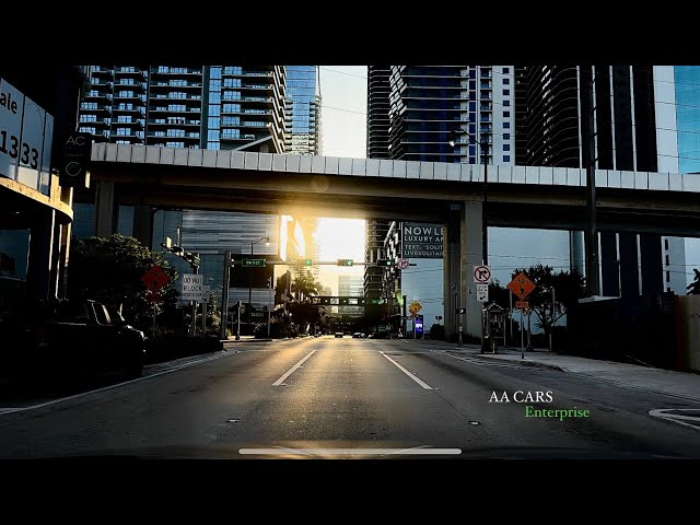 Driving on Miami Beach, on the way to Miami International Airport. Sunday morning Part-1