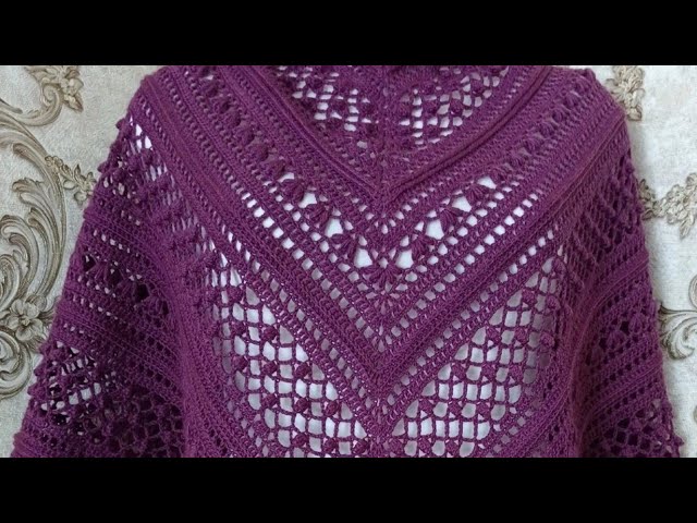 Simple and Elegant Crochet Shawl Pattern / Шаль крючком "châle " crochet knitting Pattern "part "3)