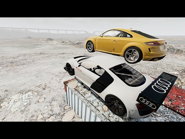 Audi Cars VS Broken Road -  High Ramp #4 BeamNg Drive