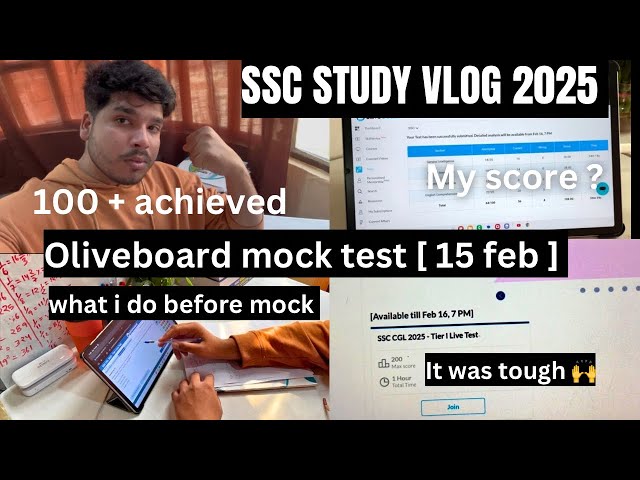 Oliveboard mock test [15 Feb ] ft. SSC CGL 2025🔥 Study vlog 39 #ssccgl2025 #ssccpo #ssc #sscchsl