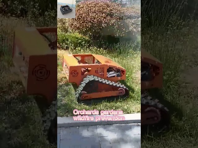 remotely controlled wheeled weed trimmer made by Vigorun Tech, Vigorun wireless crawler grass mower