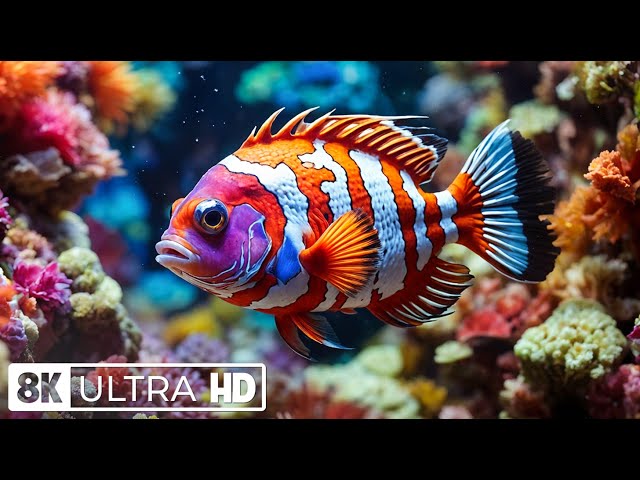 Underwater Paradise 8K - Beautiful Fish, Coral, and Ocean Sounds for Mindful Relaxation