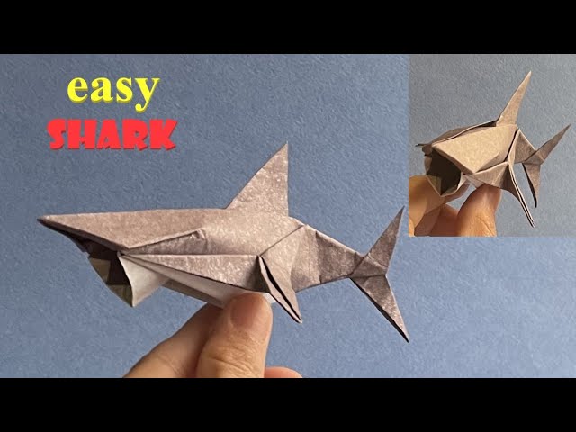 easy origami shark 2, step by step tutorial