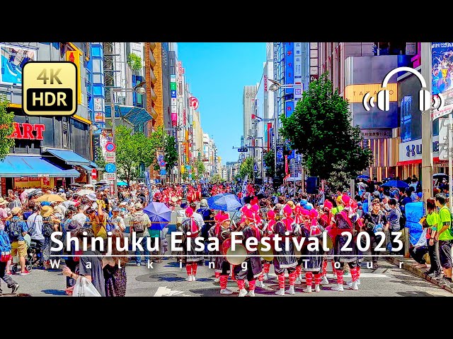 Shinjuku Eisa Festival Walking Tour - Tokyo Japan [4K/HDR/Binaural]