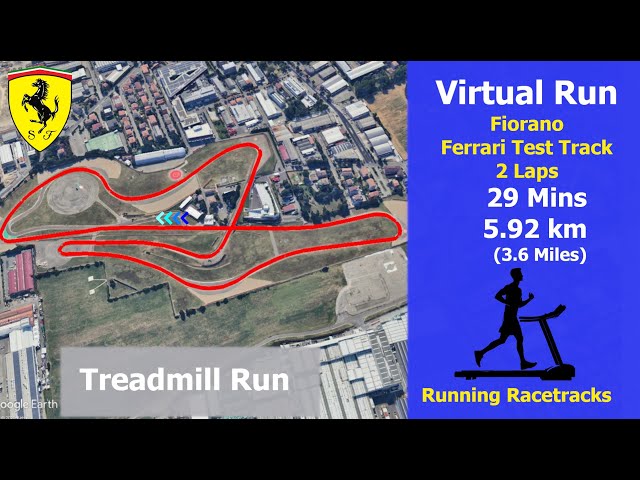 Virtual Run - Fiorano (Ferrari Test Track) | 2 Laps - 5.92km | Treadmill Running | 4K