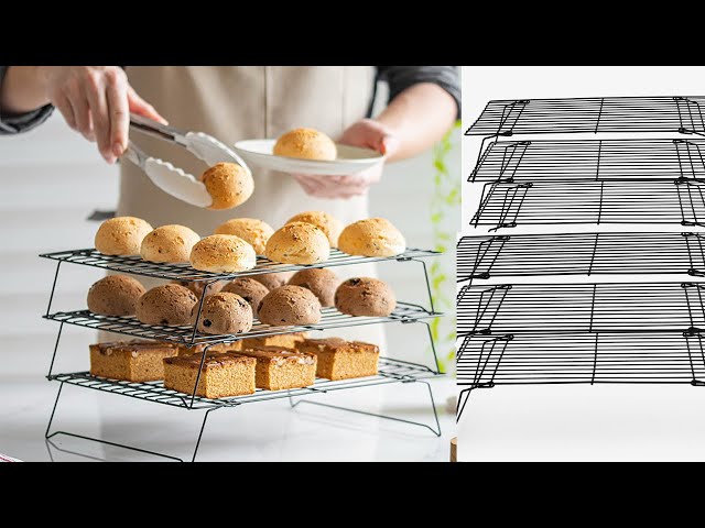 Three-Layer Stainless Steel Cake Cooling Rack with Non-Stick Coating – Perfect for Bread, Biscuits,